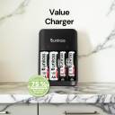 Uniross Compact Battery Charger – AA/AAA/9V Compatibility, Includes 4× AA Rechargeable Batteries, USB‑C/Micro‑USB Input, Full Safety Protection, Eco‑Friendly Packaging