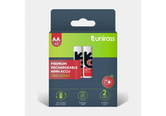 Uniross Ni‑MH AA Rechargeable Batteries – 2500mAh High Capacity, Hybrio Technology, Low Self‑Discharge, Eco‑Friendly, 2‑Pack