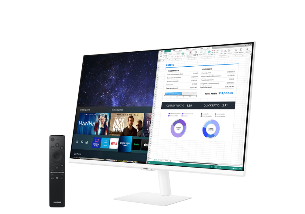 SAMSUNG M5 27" FHD HDR10 Smart Monitor (AM501) - with Netflix, YouTube, HBO, Prime Video and Apple TV Streaming - White