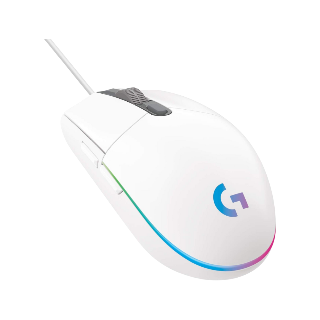 Logitech G102 Light Sync Gaming Mouse with Customizable RGB Lighting, 6 Programmable Buttons, Gaming Grade Sensor, 8 k dpi Tracking,16.8mn Color, Light Weight (White) - CompuMe