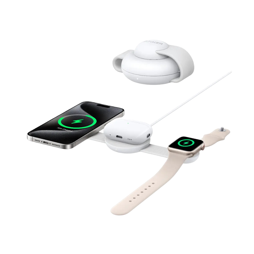Anker MagGo Wireless Charging Station (3-in-1, Foldable Pad), Qi2 Certified 15W Fast Charge