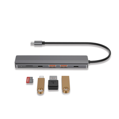Powerology 6 in 1 Slim 4K HDMI USB-C Hub PD 100W