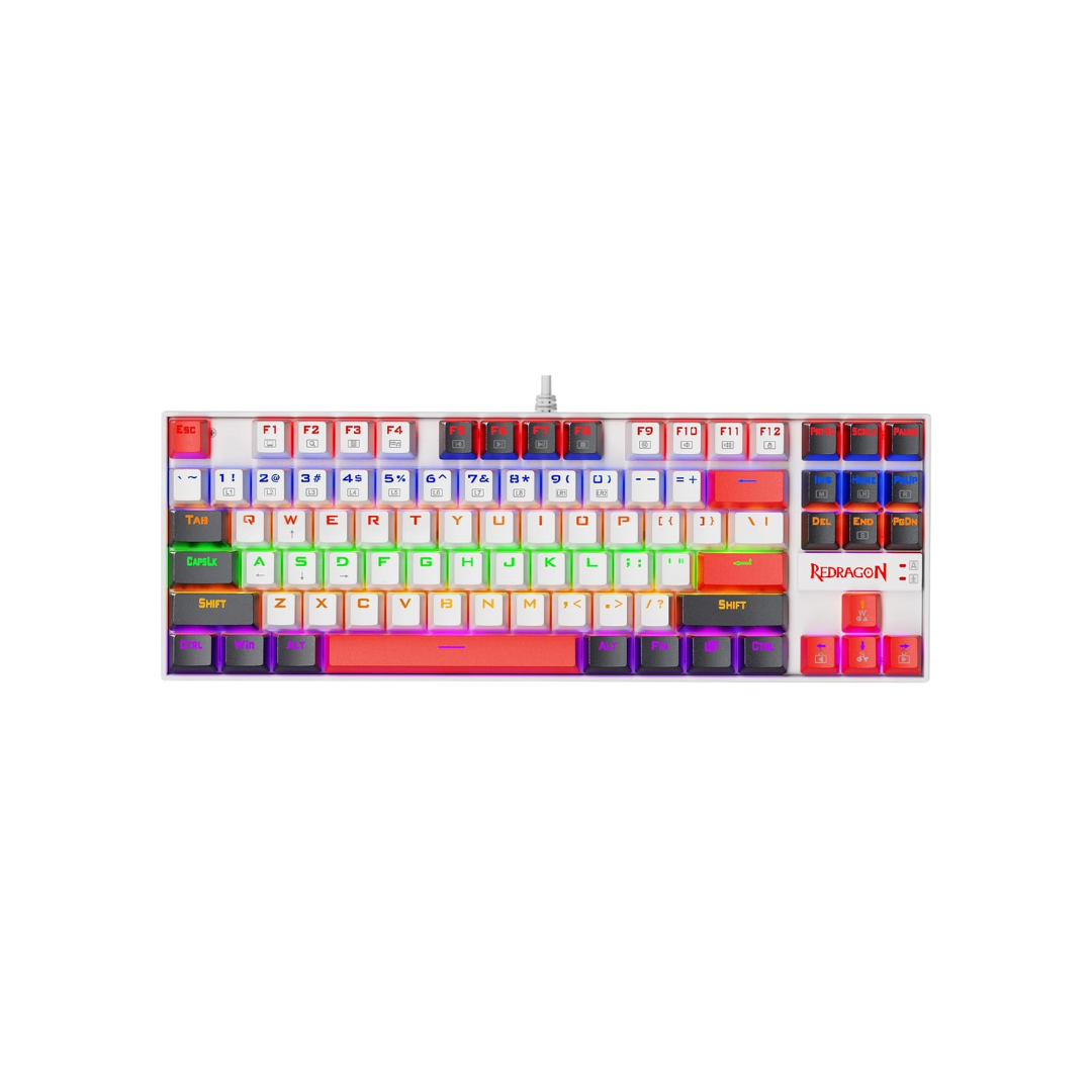 Redragon K552 Mechanical Gaming Keyboard, 87-Key Compact, LED Gaming Keyboard with Red Switches, Anti-Ghosting, Metal Frame for PC Gaming & Typing, Beginner-Friendly (Neo Nocturne)