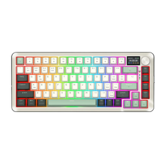 Redragon K708 Pro Wireless Mechanical Gaming Keyboard - Gasket-Mounted RGB Backlit, 81 Customizable Keys, 3-Mode (2.4G/Bluetooth/USB), Hot-Swap Pre-Lubed Switches, Screen & Control Knob - White Green