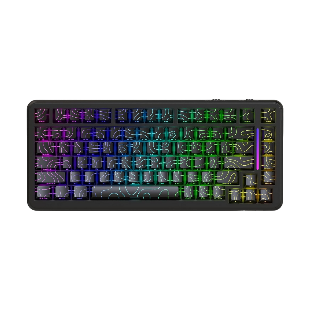 ATTACK SHARK X82 PRO HE Wireless Rapid Trigger RGB Mechanical Gaming Keyboard with Adjustable Actuation,2.4G/Wired/BT,8K Polling Rate,Hall Effect Magnetic Switch,5000mAh Battery for FPS(Black Contour)