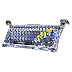 GravaStar Mercury K1 Pro Wireless Mechanical Gaming Keyboard, 75% Layout RGB Custom Keyboard, Hot-Swappable Linear Switches – Aluminum Alloy, Interstellar Silver Brushed Metal Look