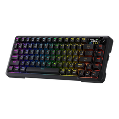Redragon K724 PRO Wireless Gasket Gaming Keyboard w/Hype Screen & Knob, 81-Key Mechanical Keyboard, Easy-Control 1.14’’ TFT Info Display, 5-Layer Noise Dampening, Custom Linear Switch