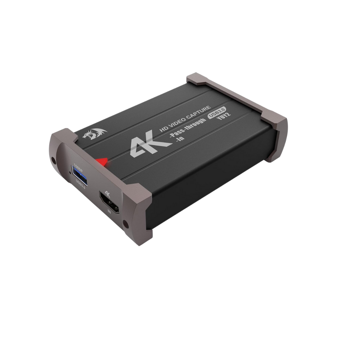 Redragon VC321 4K Video Capture Card, USB 3.0 1080p 60fps Video Capture, 4K HDMI Pass-Through, Zero-Latency Streaming, Compatible with Windows/Mac, Game Capture for PS5, Xbox, NS, DSLR, OBS