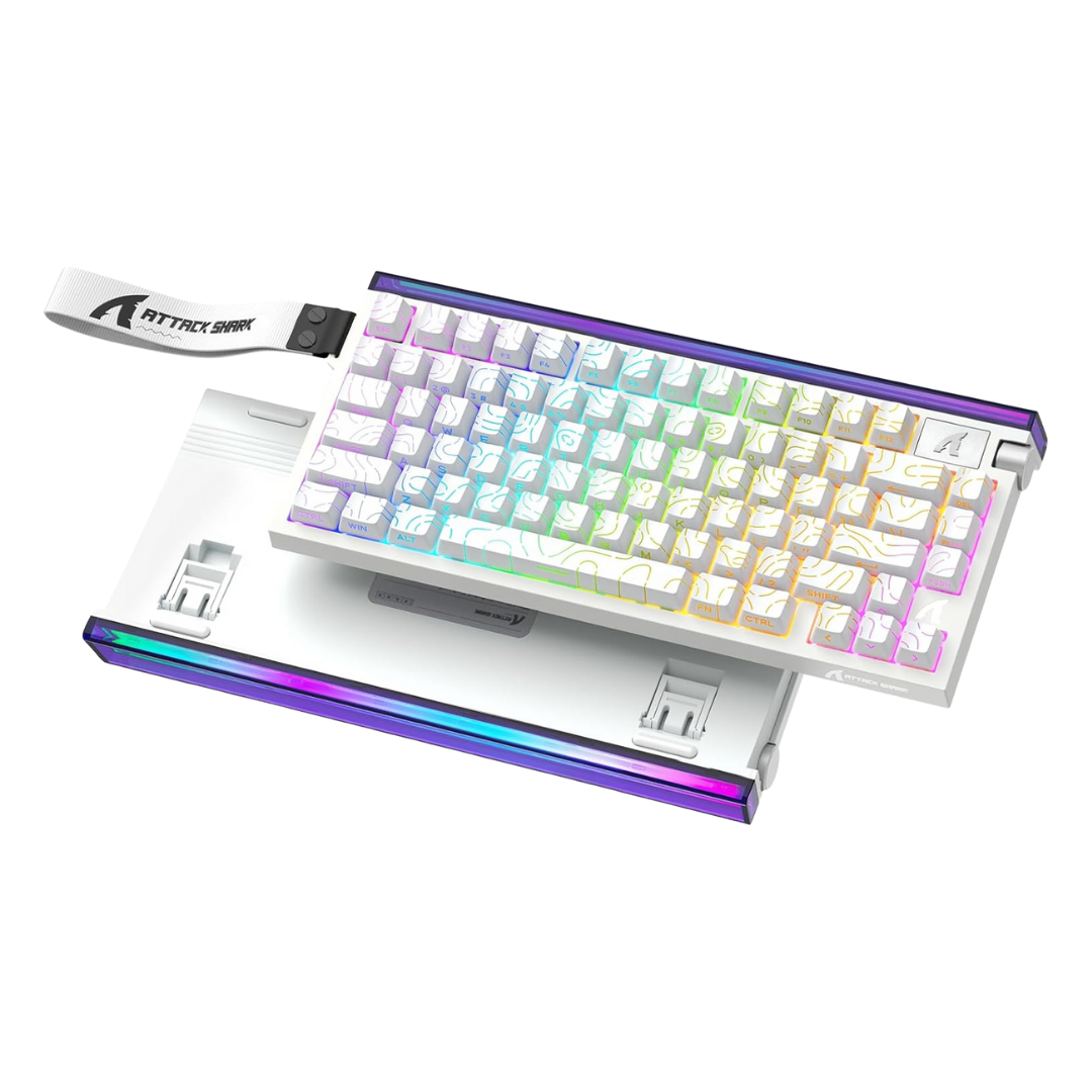 ATTACK SHARK R85HE Wired 75% Hall Effect Rapid Trigger Mechanical RGB Gaming Keyboard with 8K Polling,0.05mm RT Accuracy,0.08MS Latency,Magnetic Switch,5Layer Sound Damped,Driver for PC(White Contour)