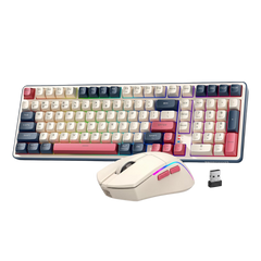 Redragon S174 Gaming Keyboard and Mouse Wireless with Tri-Mode, RGB Keyboard and 5000 DPI 61G Ultra-Light Gaming Mouse, Computer Keyboard Creamy Cute with Number Pad BT/2.4GHz/USB-C - Beige