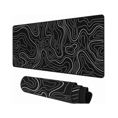 Topographic Map Large Mouse Pad XXL Black Lines Contour Geographic Extended Large Desk Mat Big Desk Pad (90X40 CM)(4 MM) Non-Slip Rubber Base Stitched Edge Long Mousepad,35.4 x 15.7 Inch