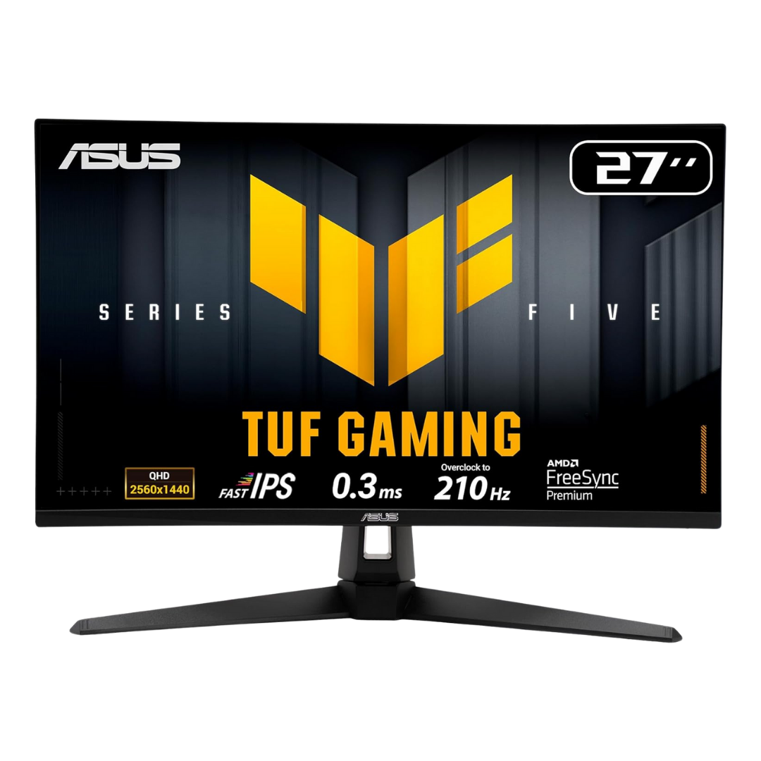 ASUS TUF Gaming 27” 1440P Monitor (VG27AQL5A) – QHD (2560 x 1440), 210Hz, 0.3ms, Fast IPS, Extreme Low Motion Blur Sync, Speakers, DisplayWidget Center, Gaming AI, Height Adjustment, 3 yr Warranty