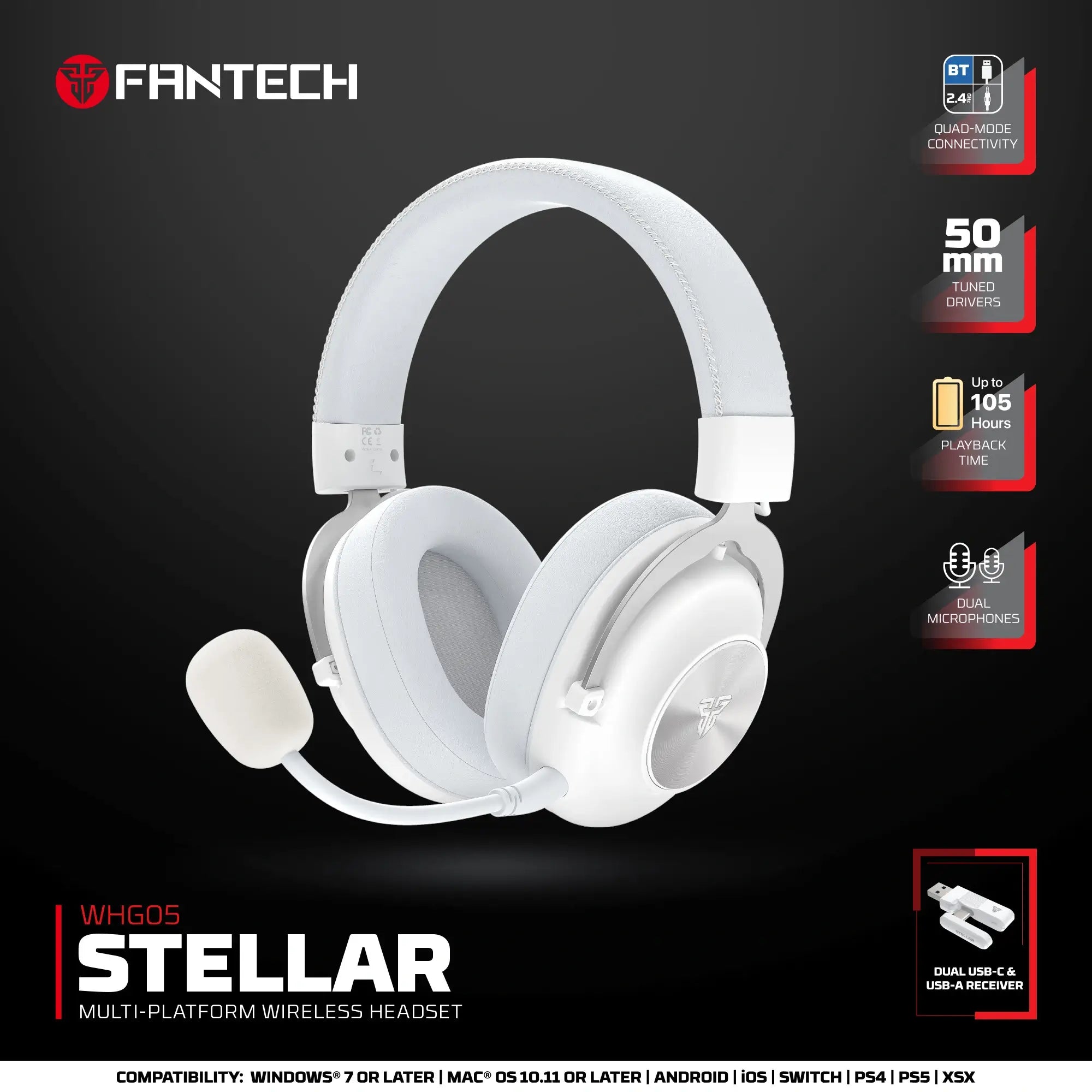 Fantech wireless headset for computer setup