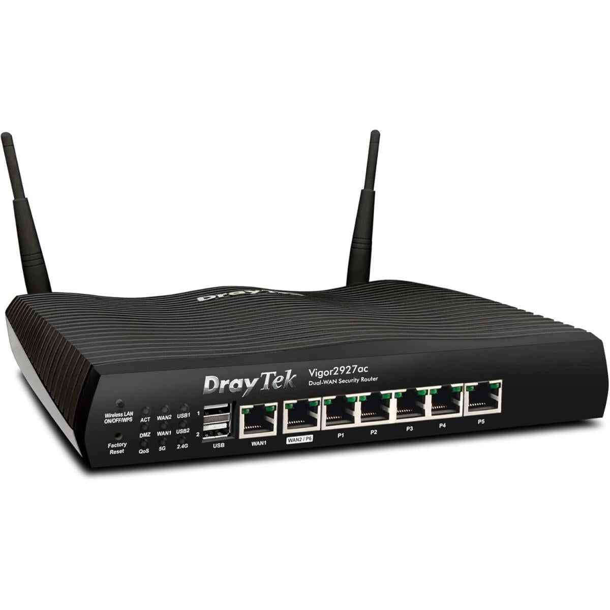 Draytek Vigor 2927ac Dual Wan Gigabit Ethernet Load Balancing Wifi Router, Wireless Ac 1300, Firewall, Vpn, 5 Gigabit Rj 45 Lan Ports