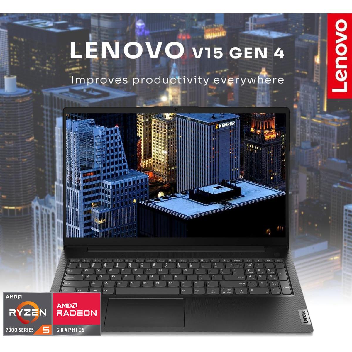Lenovo V15 G4 (2024) New 7gen Amd Ryzen 5 4 Cores Friendly Business Class with 2 Years Warranty & 16gb DDR5 Memory, Black