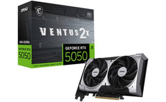 Msi Geforce Rtx 5050 8g Ventus 2x Oc 8gb Graphics Card, Gddr6 128 Bit Memory, 2602 Mhz Engine Clock, 20 Gbps Memory Clock, 2560 Cuda Cores