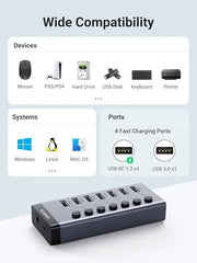 UGREEN 90307 HUB USB-C TO 7 PORTS USB-A & CHARGING STATION