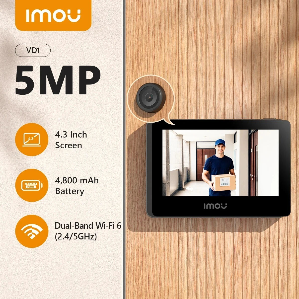 IMOU VD1 5MP Smart Wi-Fi Door Viewer with 4.3-inch Screen