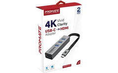 Promate Mediahub C3 Aluminum Usb C To Hdmi Adapter Ultra Compa Type C To 4k 30hz Hdmi Hub W/ 3 Usb 3.0 Sync Charge 5gbps Ports