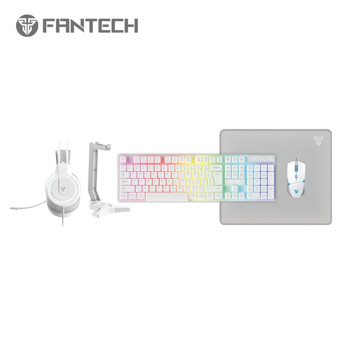FANTECH P51 5-IN-1 WHITE COMBO Keyboard+ Mouse + Mousepad + Headset + Headset stand