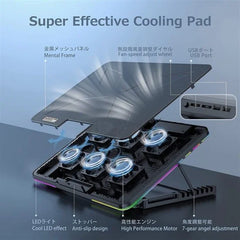 X8 Laptop Cooling Pad with 6 Quiet LED Fans RGB Light