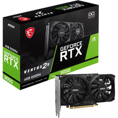 MSI GeForce RTX 3050 VENTUS 2X E 6GB OC Graphics Card, GDDR6 96-Bit Memory, 1492 MHz Boost Clock, 14 Gbps Memory Speed, 2304 CUDA Cores, PCI Express Gen 4 x16