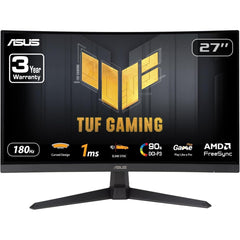Asus Tuf Vg27vq3b 27" Curved 1500r Full Hd 180hz 1ms Dci P3: 90% Freesync Shadow Boost Enhances W/ Speaker Black - CompuMe