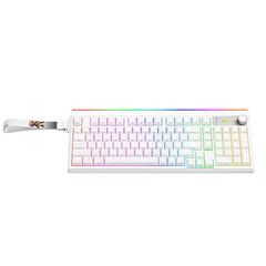 Meetion VibeKey B98 98% Tri-Mode Wireless Bluetooth Wired Membrane Gaming Keyboard -White