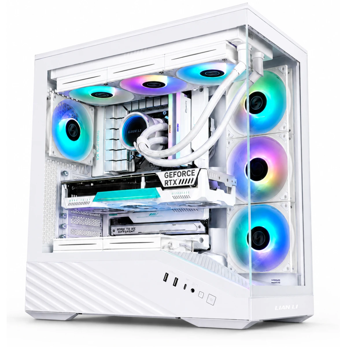 Lian-Li Vector V100R Mid-Tower Computer Case, 4x 120mm Pre-Installed Fan, Up to 360mm Radiator & 7x 120mm Fan Support, 4mm Tempered Glass, Steel & Plastic Materials, White