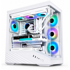 Lian-Li Vector V100R Mid-Tower Computer Case, 4x 120mm Pre-Installed Fan, Up to 360mm Radiator & 7x 120mm Fan Support, 4mm Tempered Glass, Steel & Plastic Materials, White