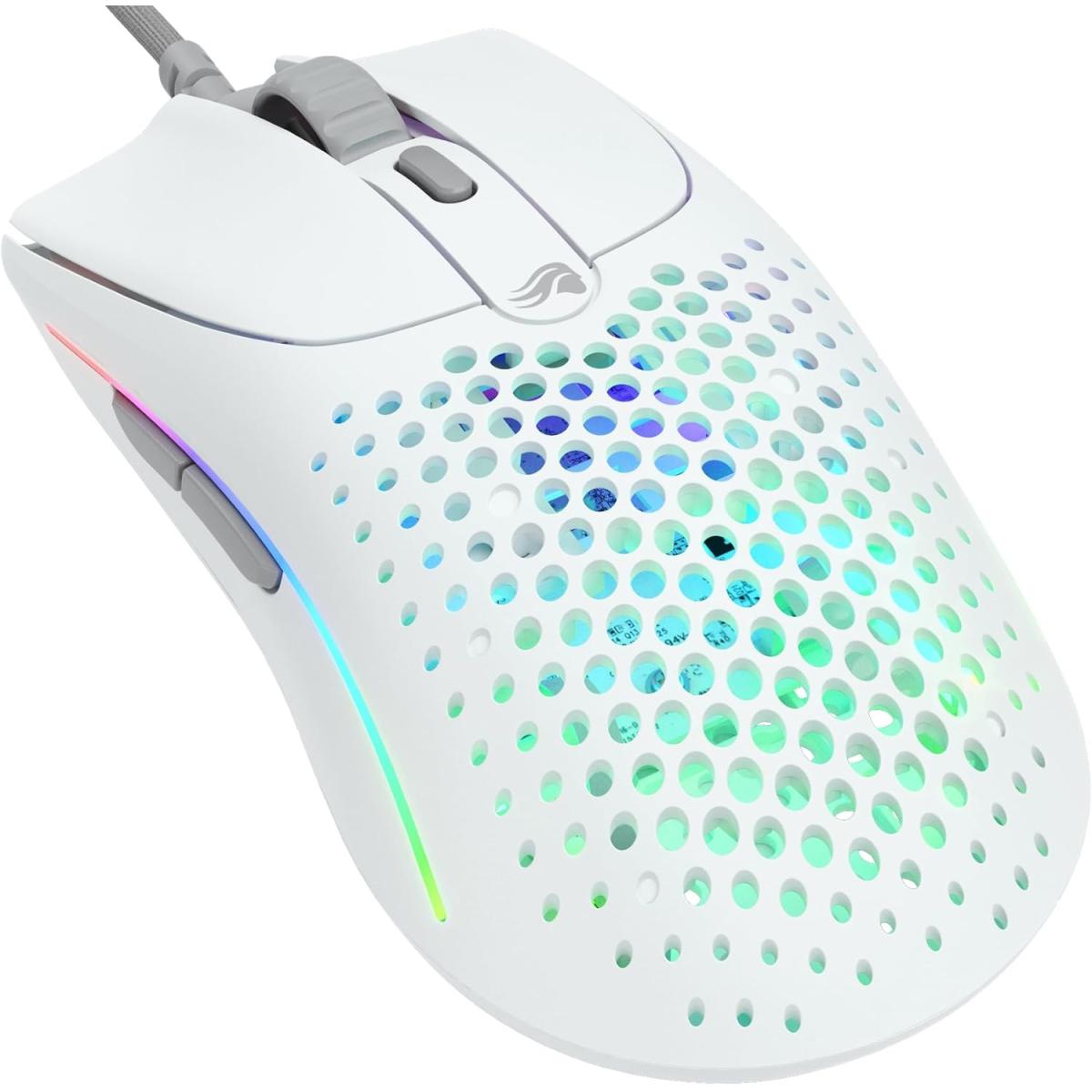 Glorious Model O 2 Wired 59g Ultralight FPS 26,000 DPI Motion Sync 80M Click Rated Switches 6 Programmable Buttons Ambidextrous RGB - Matte White