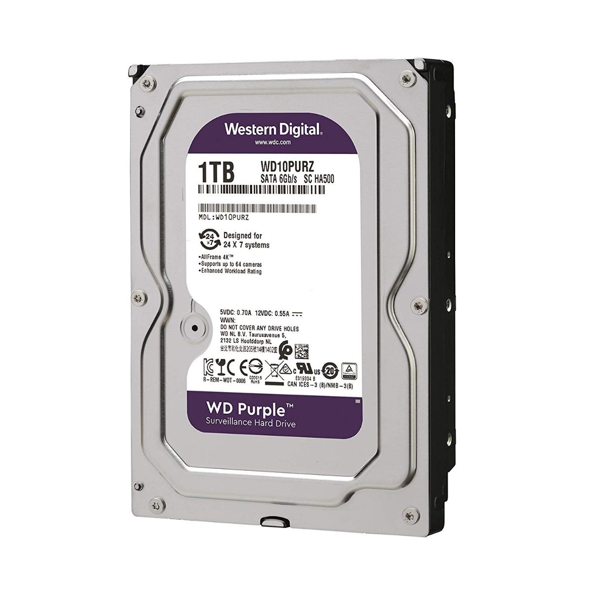 Western Digital Purple WD10PURZ 1TB 3.5 Inch SATA 5400RPM Surveillance HDD