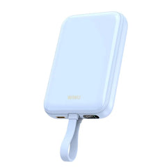 Wiwu Wi P024 10000mah Magnetic Wireless Charging Power Bank Pd 20w Fast Charging Battery Pack With Built In Cable Blue - CompuMe