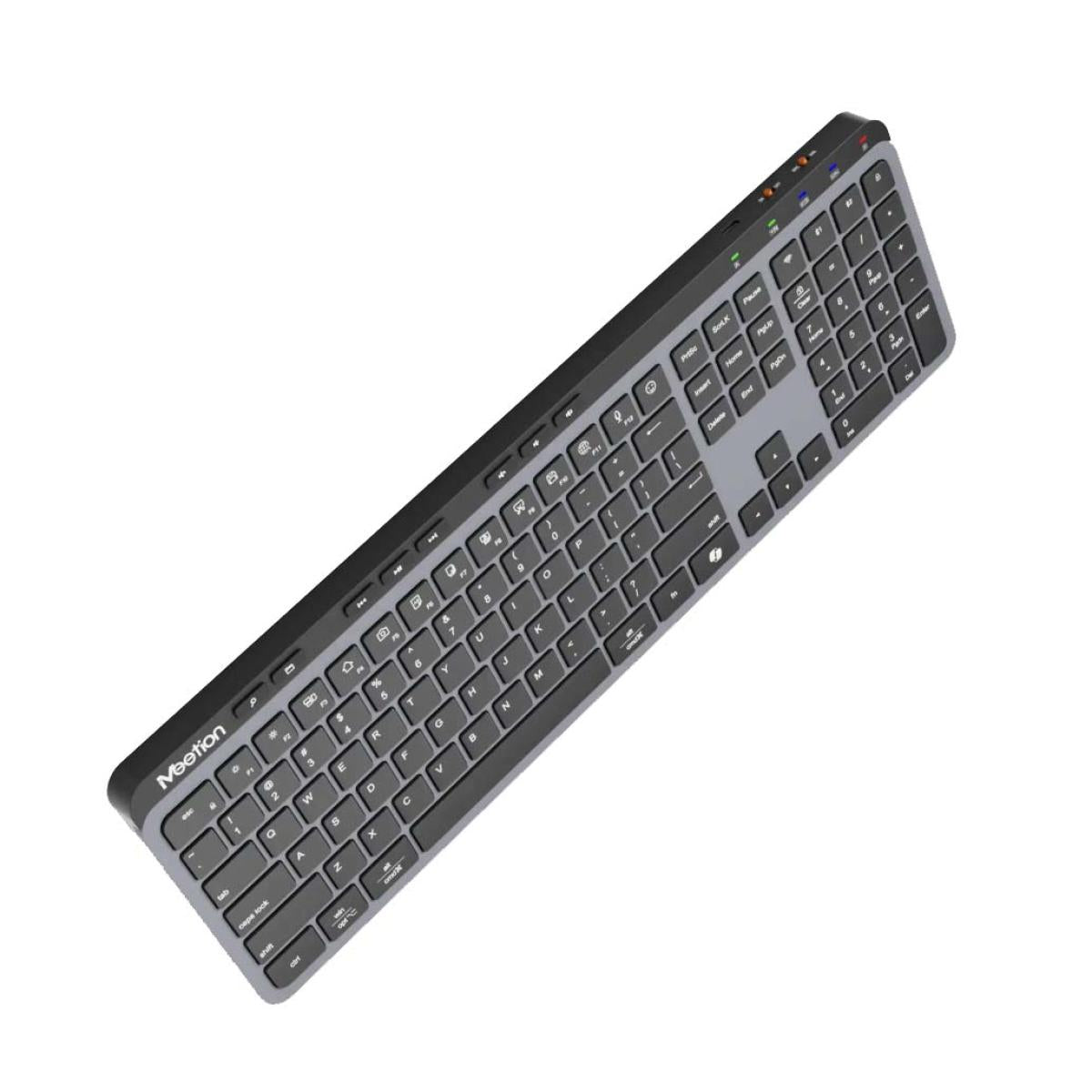 Meetion WK330 Rechargeable 2.4G & Bluetooth Dual Mode Wireless Ultra Thin Full Layout Keyboard