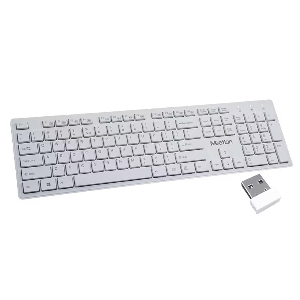 MeeTion MT-WK841 Slim 2.4G Wireless Computer Keyboard -White