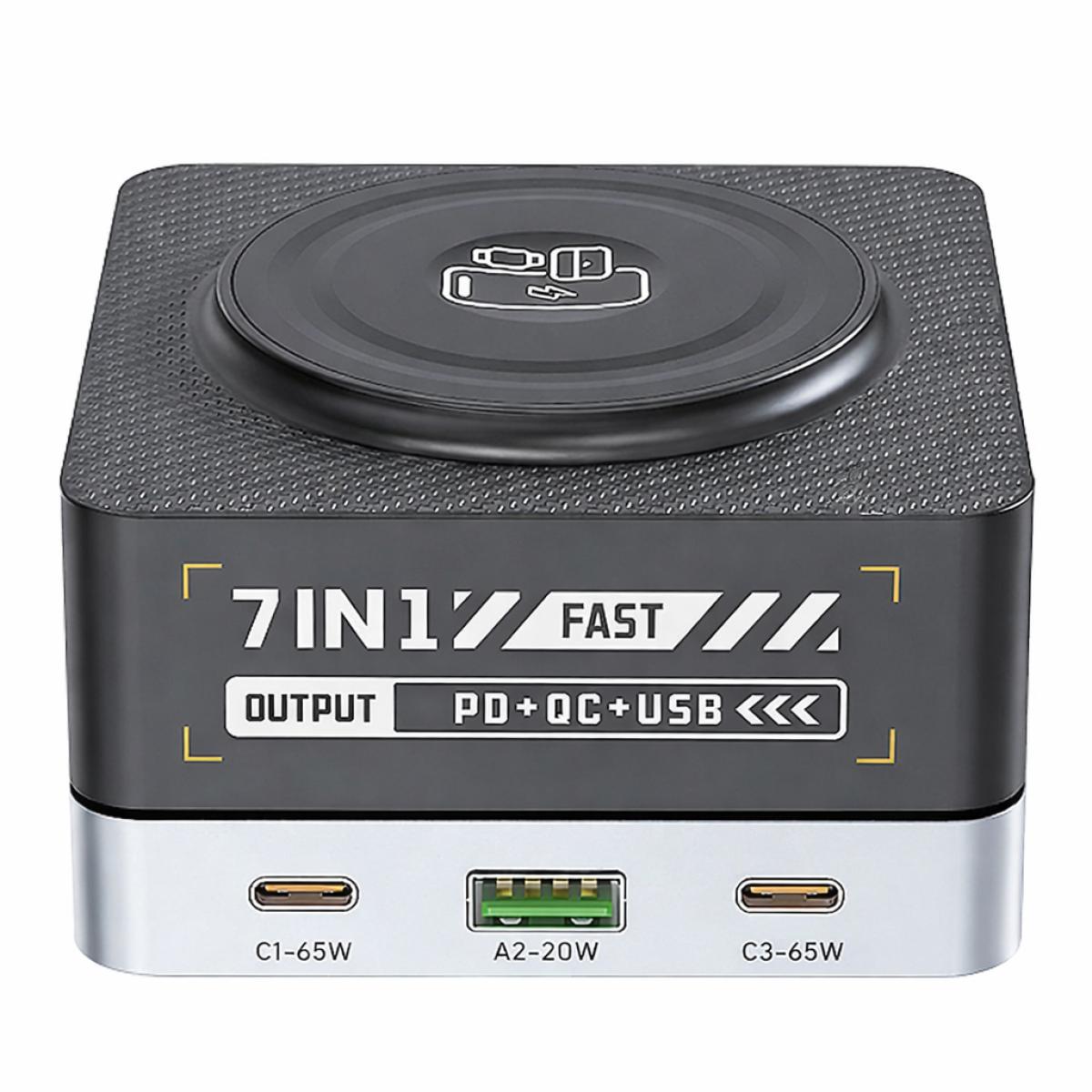 7-IN-1 WLX-R8C Magnetic Wireless Smart Multi-Port Desktop Charger 80W