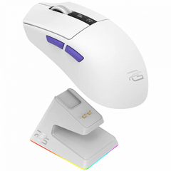 Proove Gaming Jester 8K Tri-Mode Wireless Gaming Mouse 26000 DPI with Charging Dock – White/Purple (WMJSCD022017)