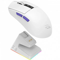 Proove Gaming Jester 8K Tri-Mode Wireless Gaming Mouse 26000 DPI with Charging Dock – White/Purple (WMJSCD022017)