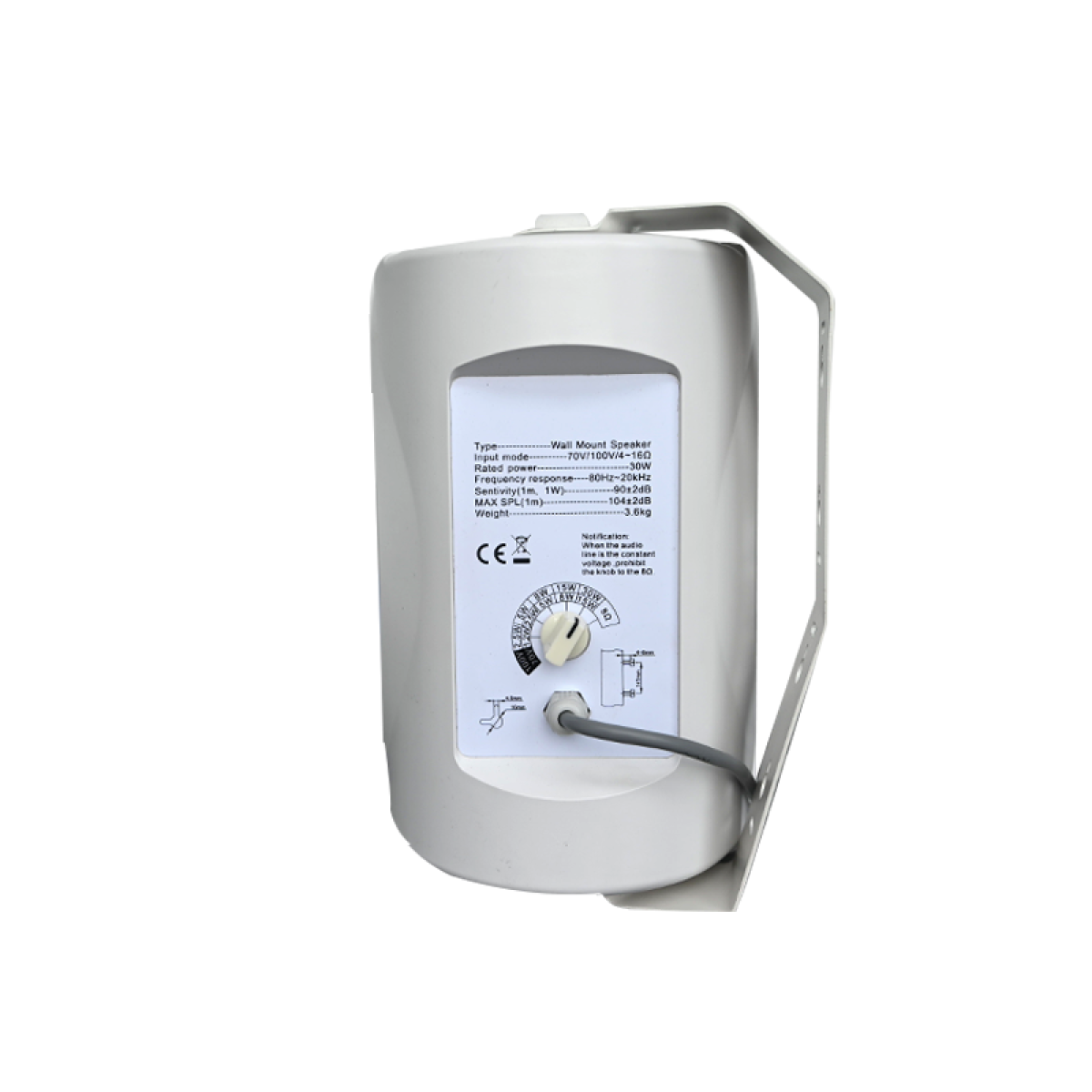 AISP WS-6030 5" Wall Mounted Speaker with Power Tap 30W -White