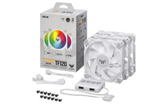 ASUS TUF Gaming TF120 ARGB Triple Fan Kit w/ Controller 3Pin LEDs Blade 120mm PWM Control For Computer Case & Liquid Radiator -White
