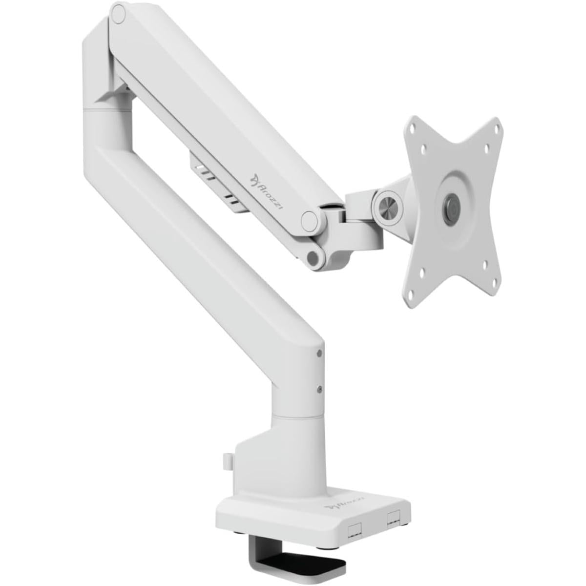 Arozzi Alzare Neo Gas Spring Single Monitor Arm Support up to 9KG 360° Screen Rotation Adjustable Height & Full Motion - White