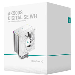 DeepCool AK500s Digital SE CPU Cooler 240w TDP Giant Heatsink 90mm Thickness 5 Copper Heat Pipes BBH 120mm PWM Fan w/Status Display Screen For AMD & Intel , White