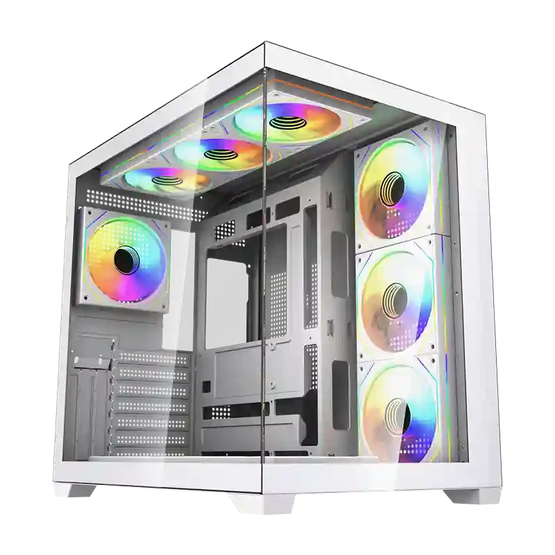 Fantech CG85X Lumina X Tempered Glass Mid Tower Gaming Case White - (6ARGB Fans)