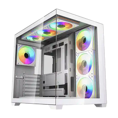 Fantech CG85X Lumina X Tempered Glass Mid Tower Gaming Case White - (6ARGB Fans)