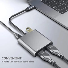 USB C to Dual HDMI Adapter, 4 in 1 USB Type C Hub with 2 HDMI?4K@30Hz?/USB3.0 /PD Charging, Dual HD Screen Display USB-C Docking Station Compatible...