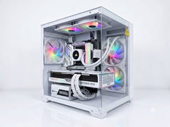 CASTLE IN THE SKY M-ATX WITH 5 FAN RGB GAMING CASE - White