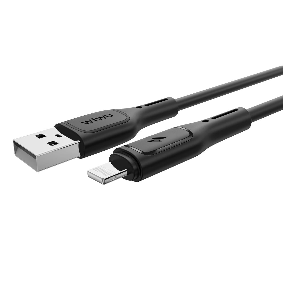 Wiwu Wi C042E A L 2.4a Charging Cable USB A to Lightning Data Transfer Cable 1 meter Black