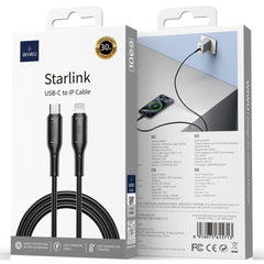 WiWU Wi-C04ЗE Starlink 30W Fast Charging Cable With USB-C to Lightning Cable, Fast Charging | Durable - Black