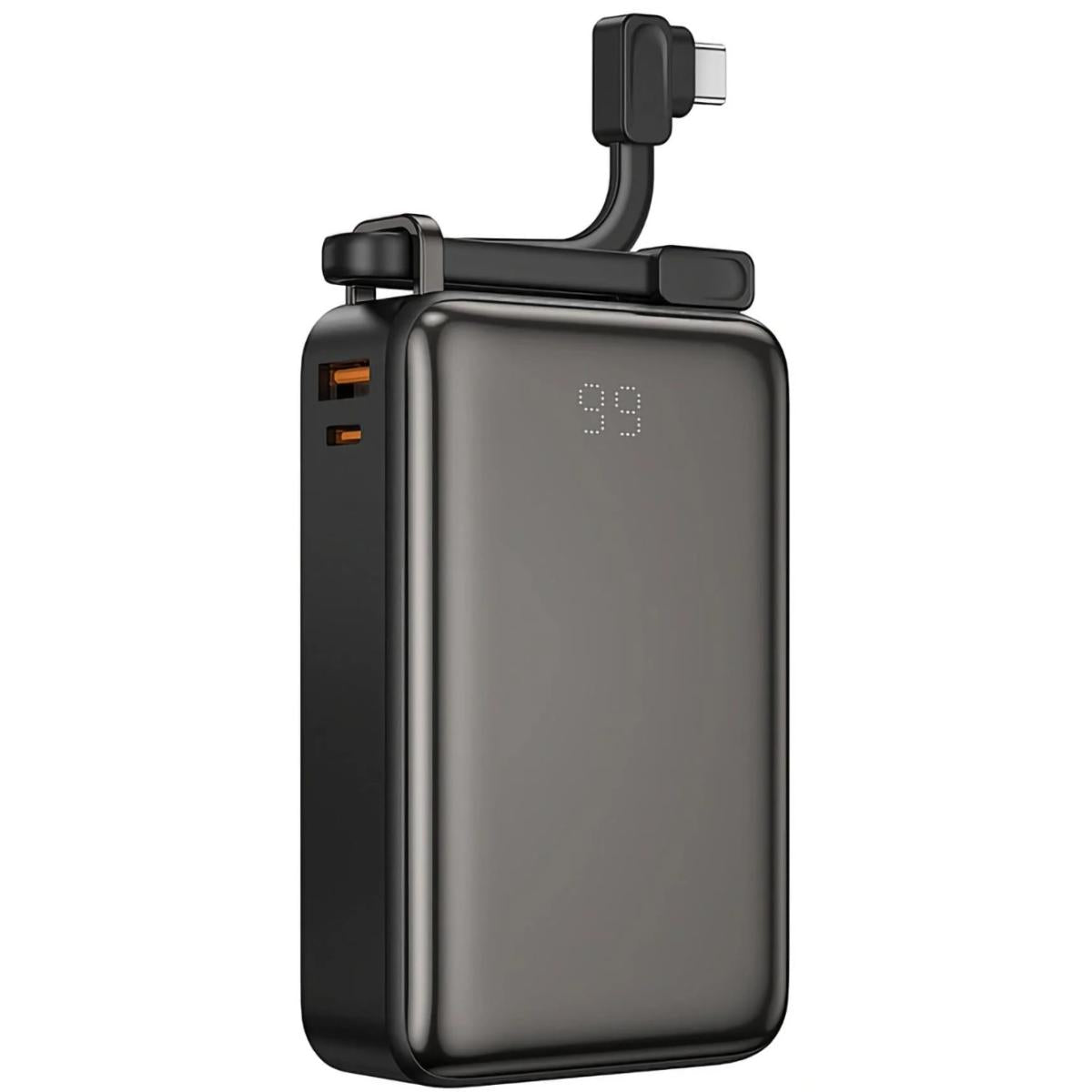 Wiwu Wi P012 New Tank Power Bank 67w Pd & Qc 20000mah Fast Charging Type C + Usb A With Built In Charging Cable Black - CompuMe