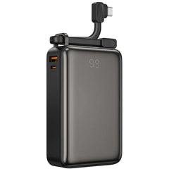 Wiwu Wi P012 New Tank Power Bank 67w Pd & Qc 20000mah Fast Charging Type C + Usb A With Built In Charging Cable Black - CompuMe